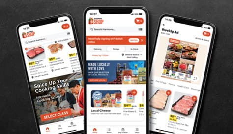 Phones showing the Harmons app